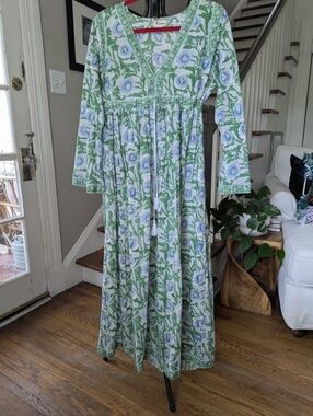 Karni Cotton Maxi Dress Indian Block Print